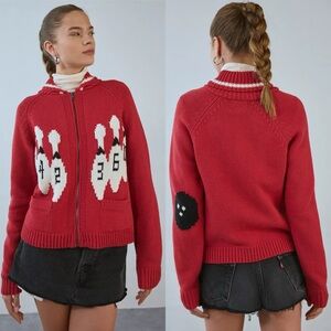 BDG Scottie Graphic Knit Zip-Up Cardigan Bowling XS BNWT